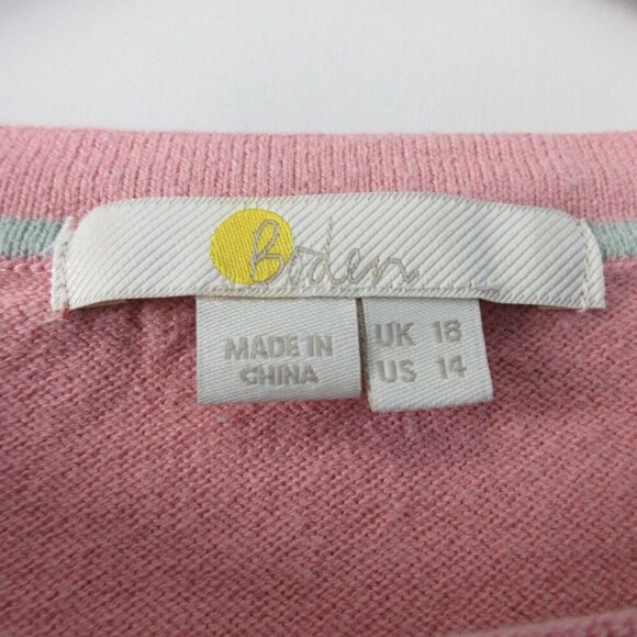 Boden Pointelle Detail Sweater Long Sleeve Womens 14 Pink Cotton Wool Casual 282 - Picture 3 of 8